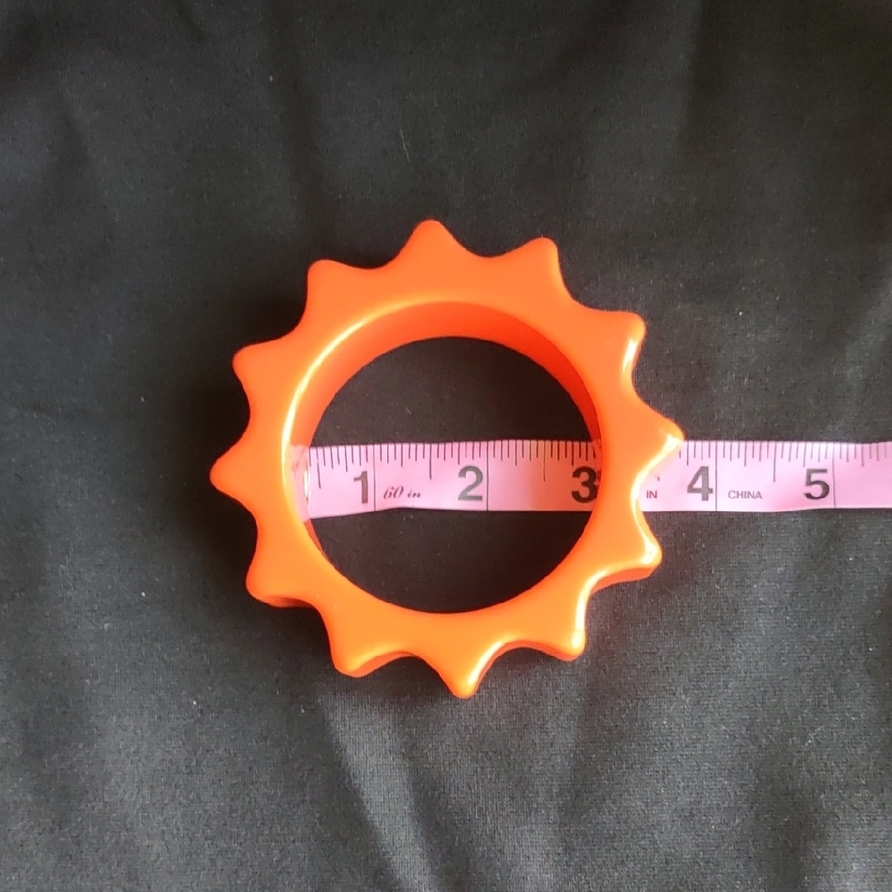 Bright Orange Gear Shaped Bangle Bracelet - Picture 3 of 3